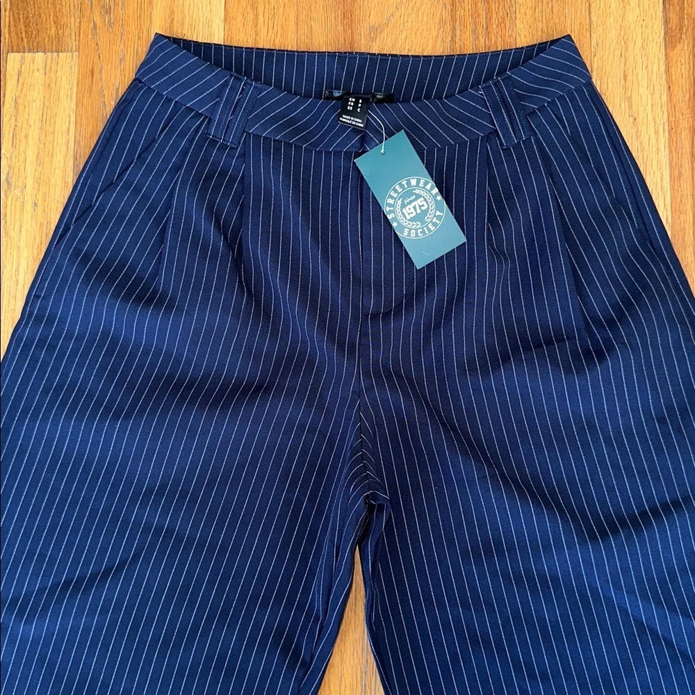 Women's Navy Pinstripe Pantsuit by Streetwear Society - Picture 2 of 6